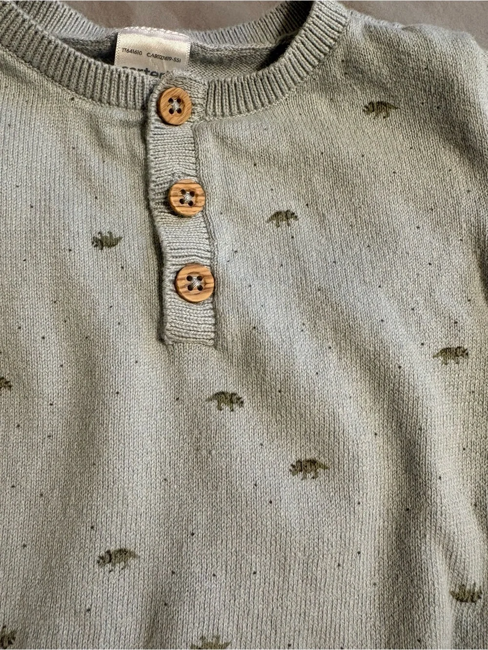 Carter’s 6M Blue Dino Sweater Set with Henley Buttons